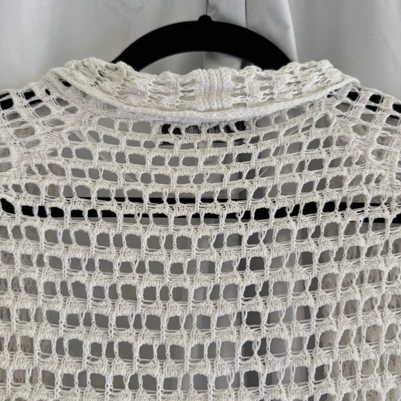 Jones Studio White Crochet Open-Knit Tie Front Shrug Women’s Medium Cotton - Picture 6 of 10